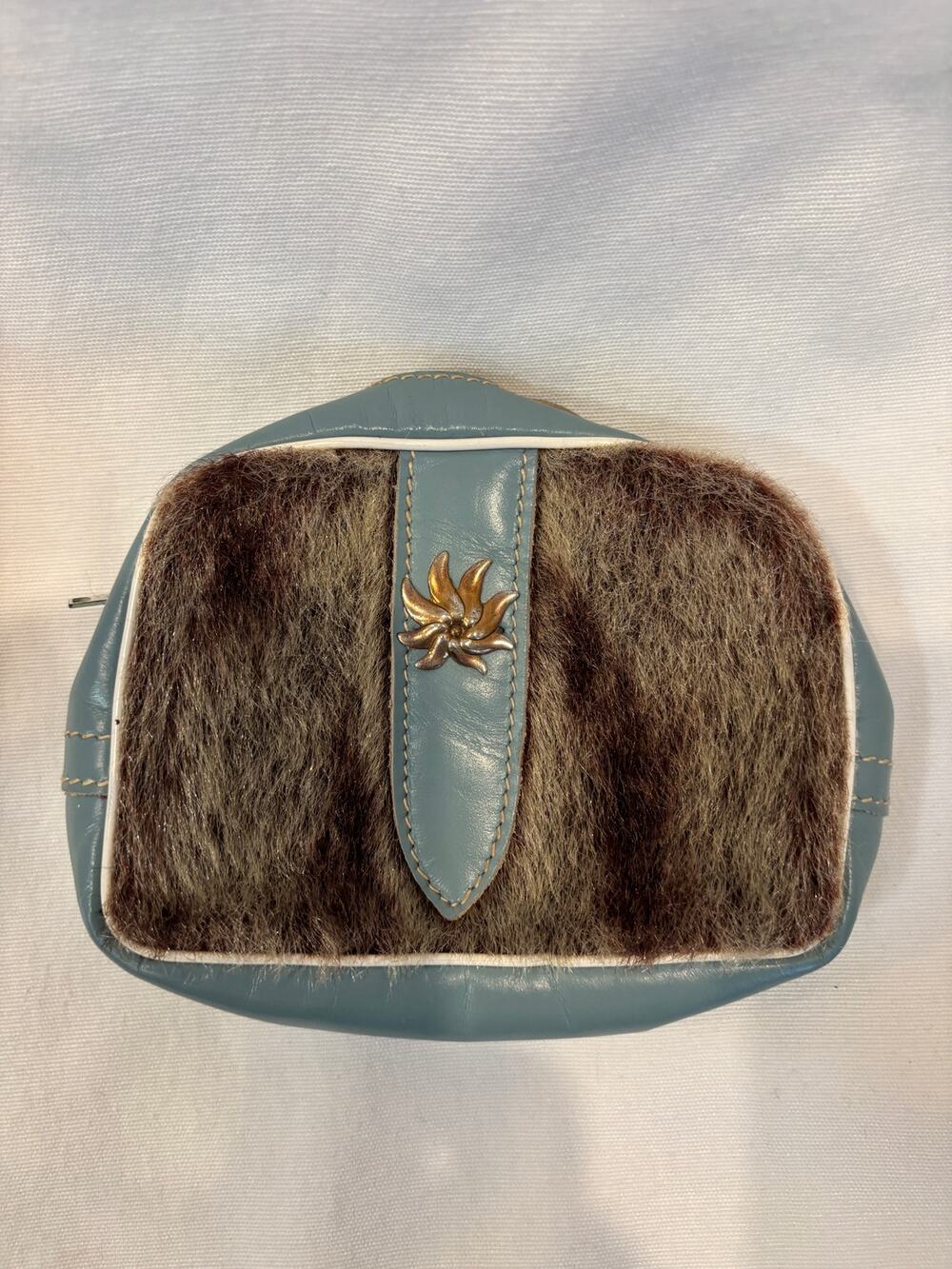 Vintage Leather Belt Bag Edelweiss Emblem Made in France Alpine Style
